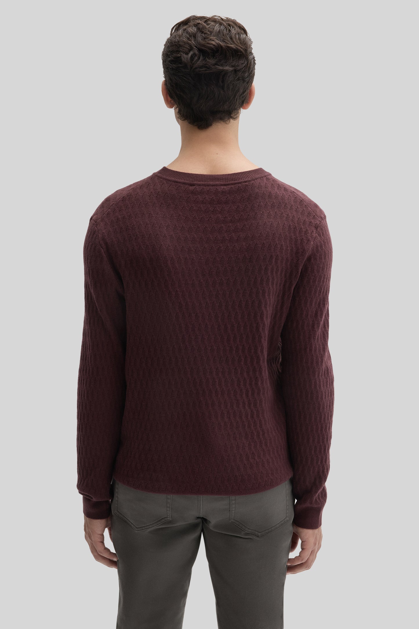 RYLAN PULL COL ROND ML-Bordeaux profond