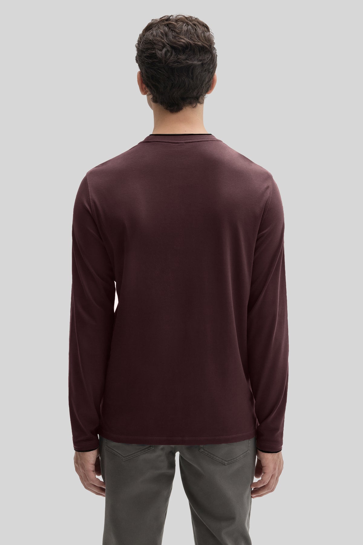 GEORGIA LS CRW DOUBLE NECK-Bordeaux foncé