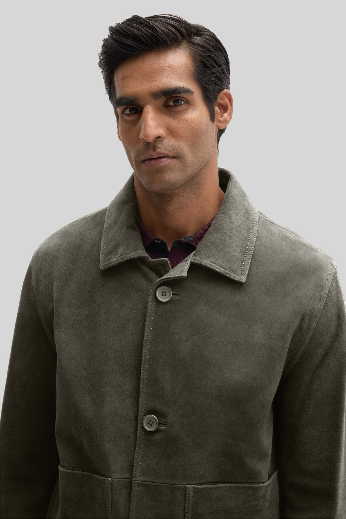 BRADFORD BUTND SUEDE JKT-Olive poussiéreux