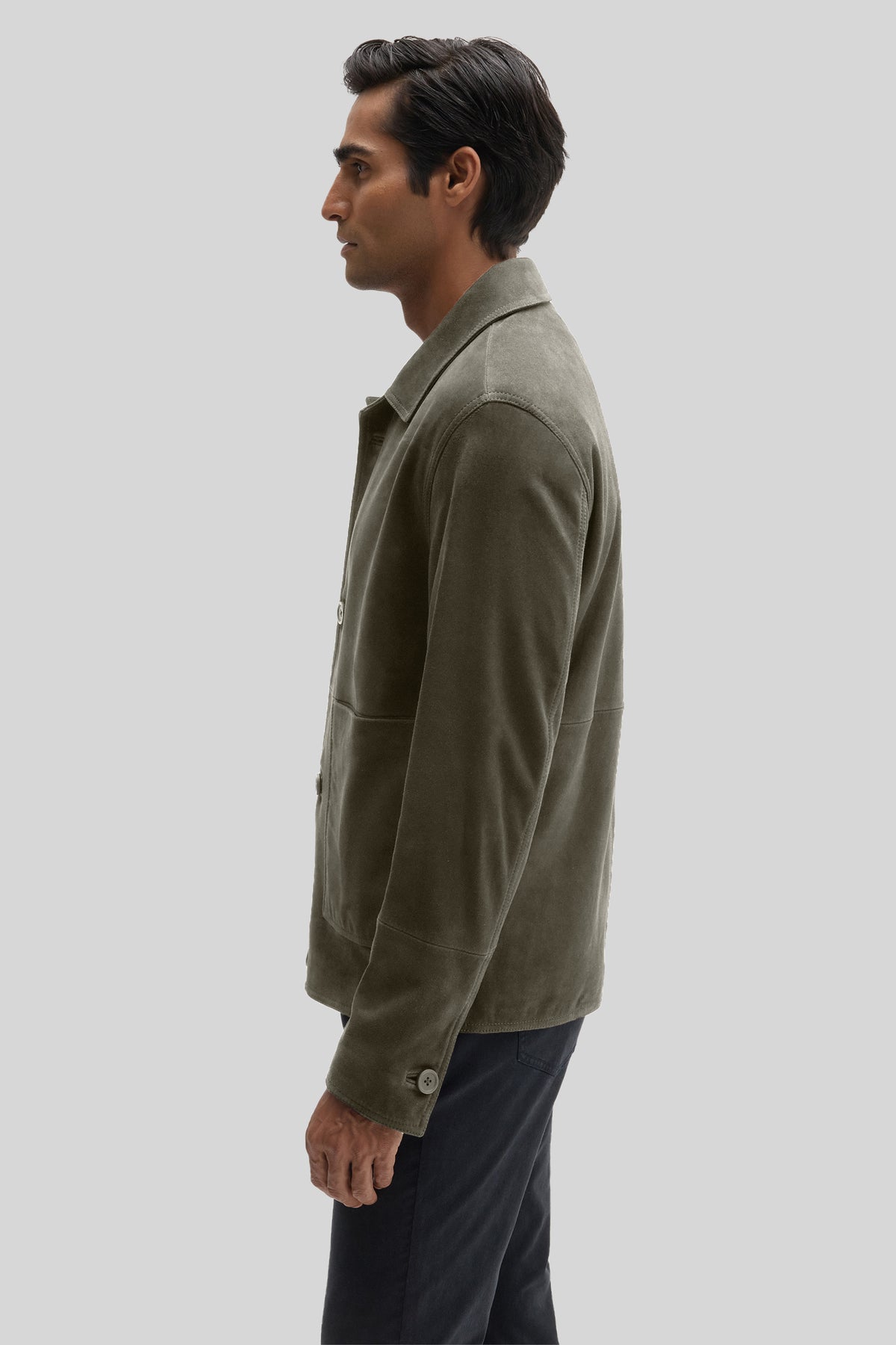 BRADFORD BUTND SUEDE JKT-Olive poussiéreux