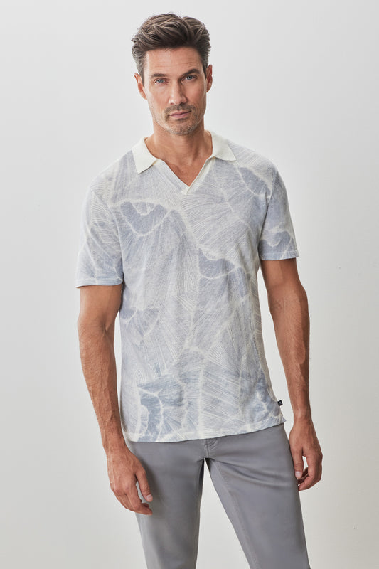 Asher Open Collar Printed Sweater Polo