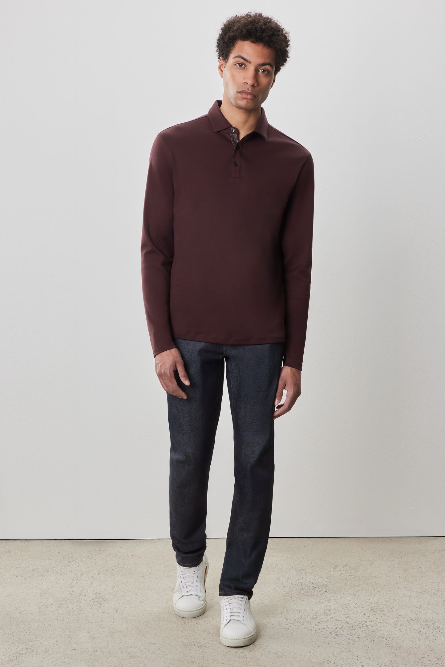 The Barakett Long Sleeve Herringbone Polo