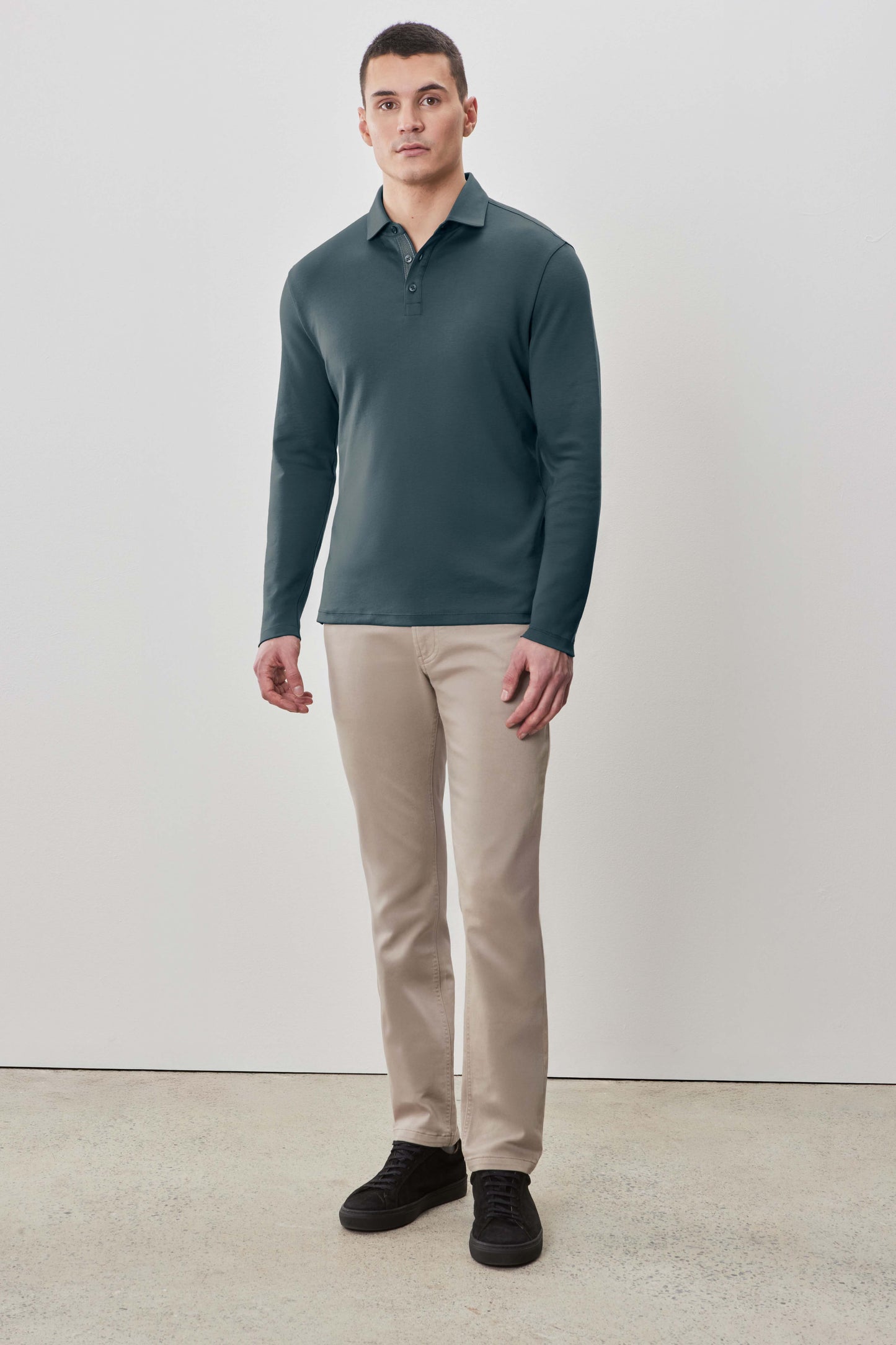 The Barakett Long Sleeve Herringbone Polo