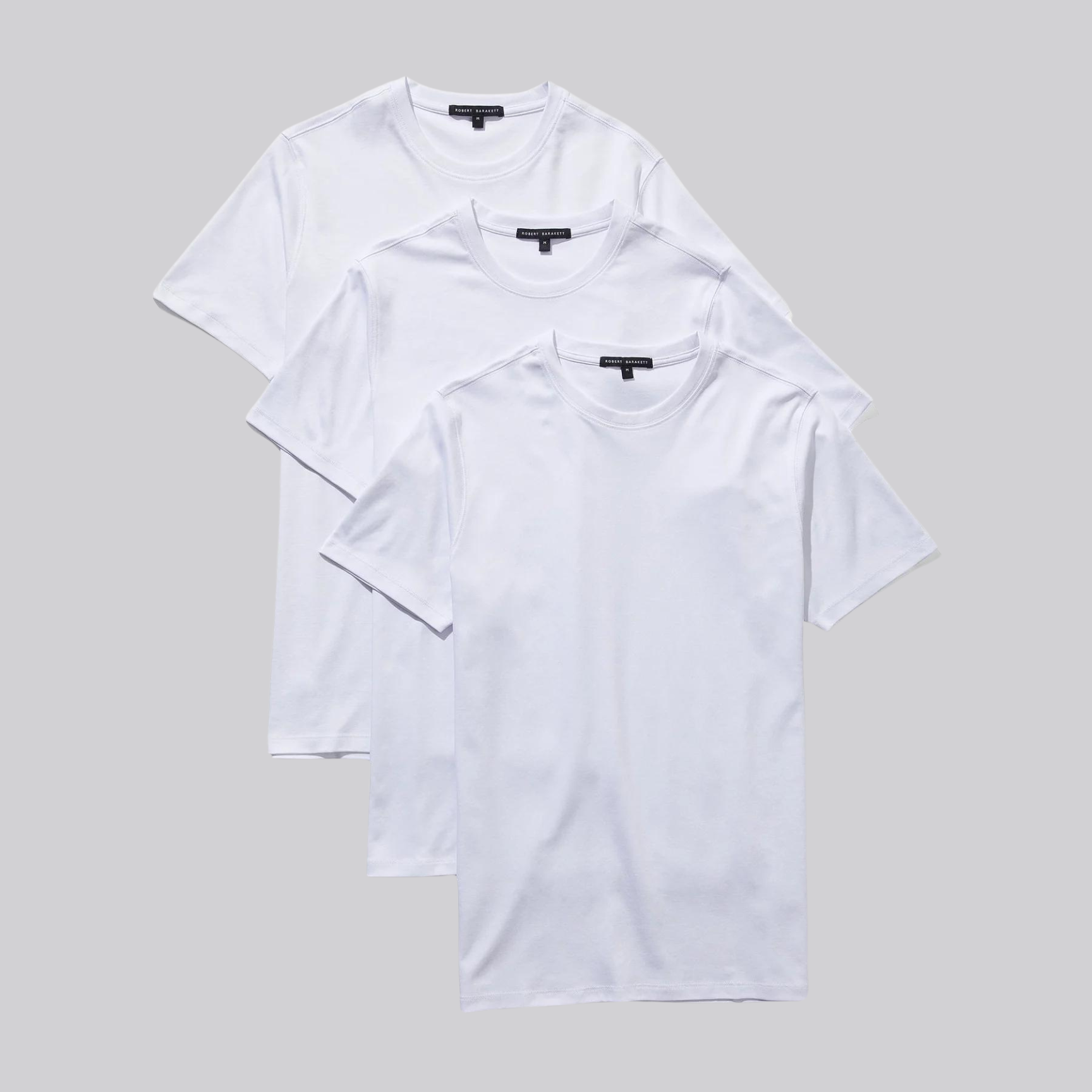 Men's Pima Cotton Crew Neck T-Shirt 3-pack in White - Robert Barakett