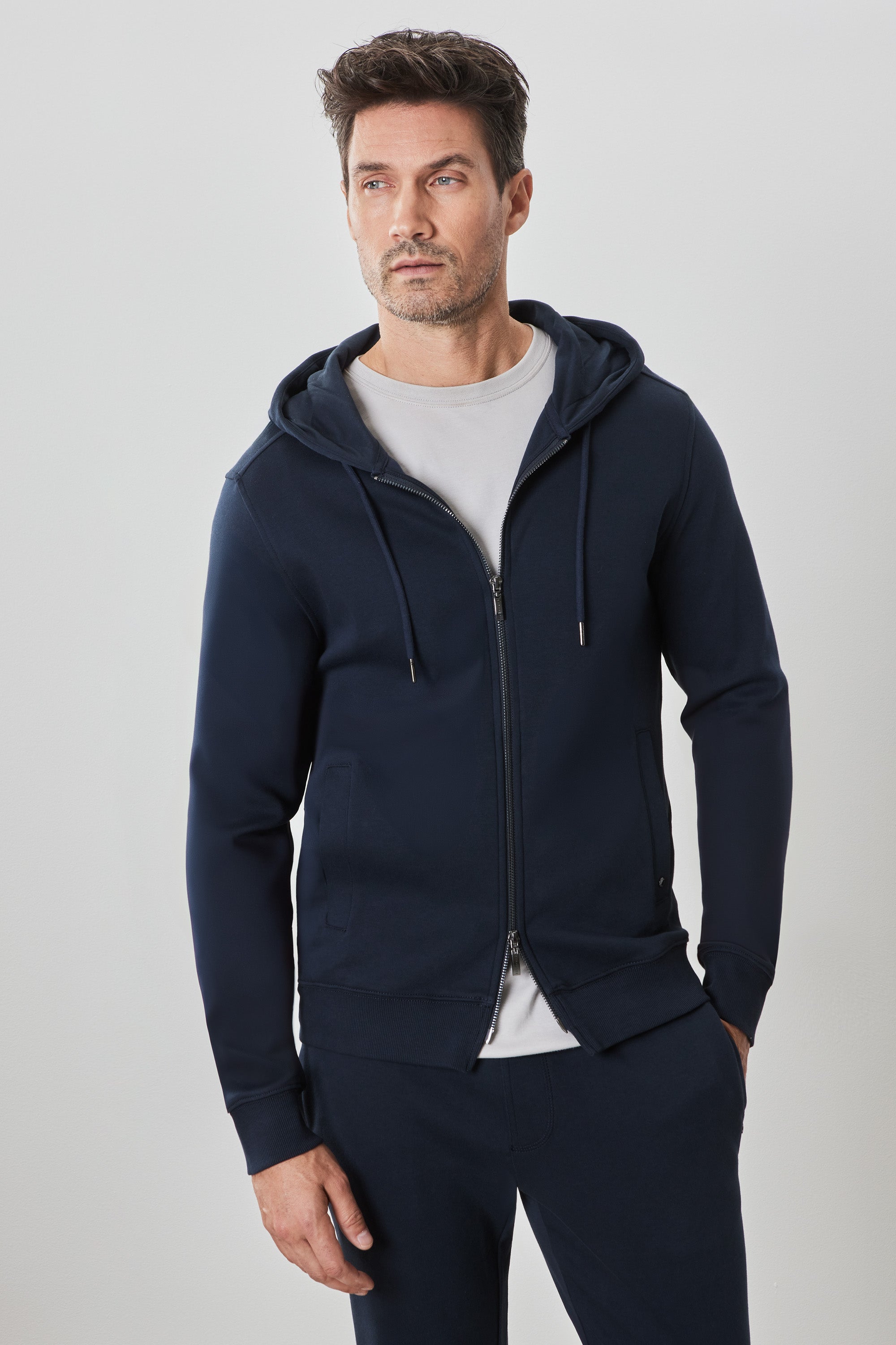 Men's Pima Cotton Cortina Hoodie Sweatshirt Navy Blue - Robert Barakett