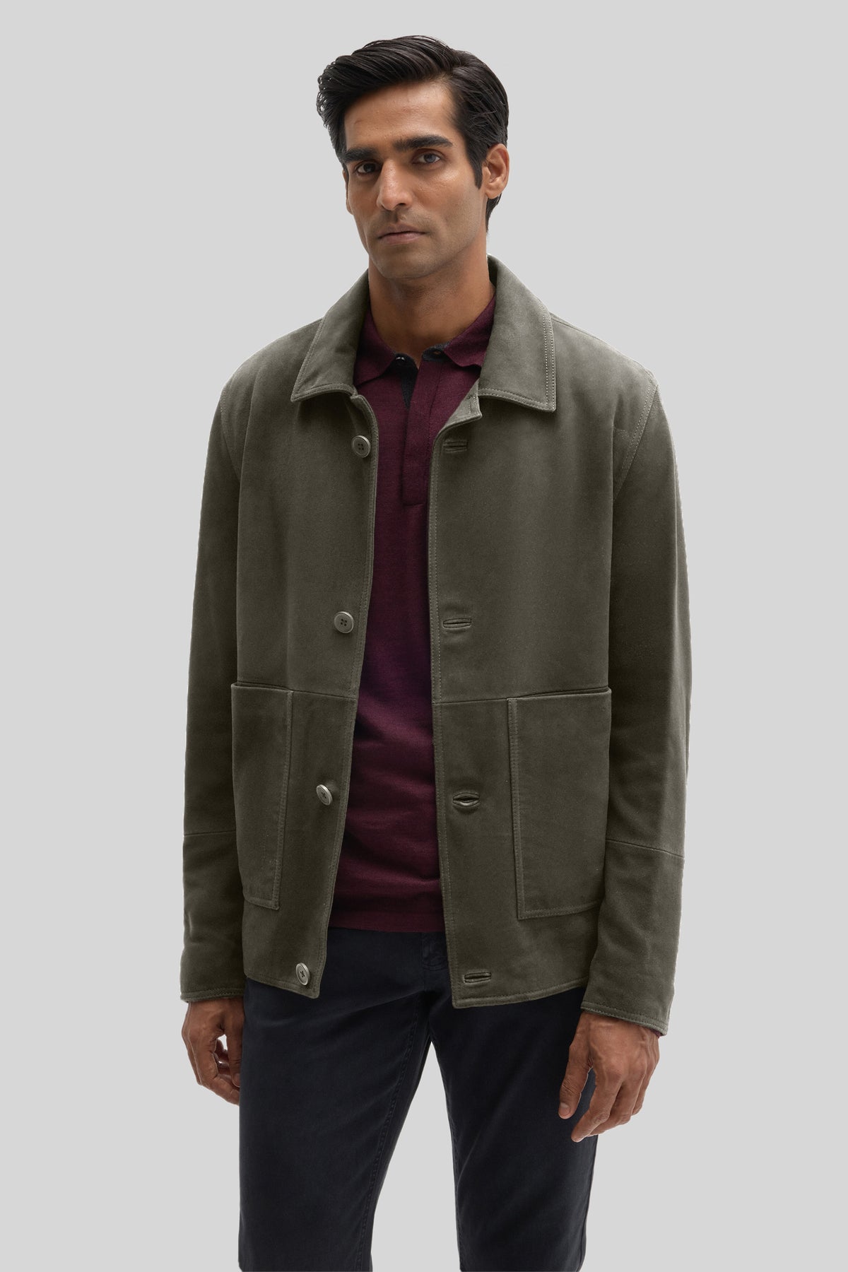 BRADFORD BUTND SUEDE JKT-Olive poussiéreux