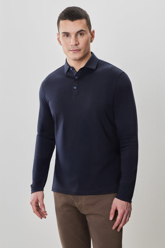 The Barakett Long Sleeve Herringbone Polo