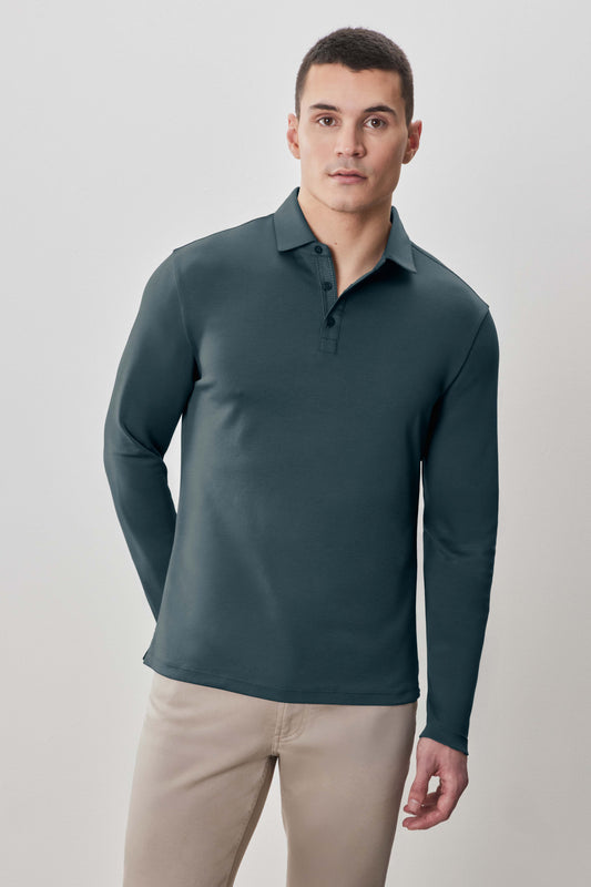 The Barakett Long Sleeve Herringbone Polo