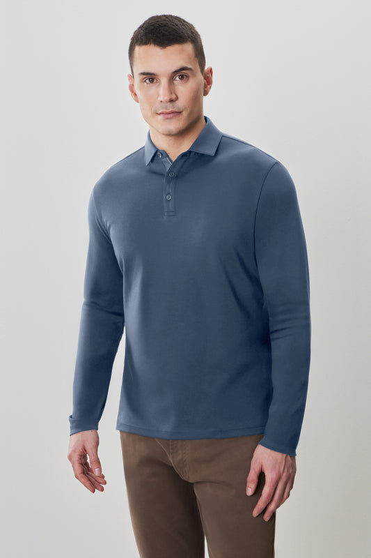 The Barakett Long Sleeve Herringbone Polo