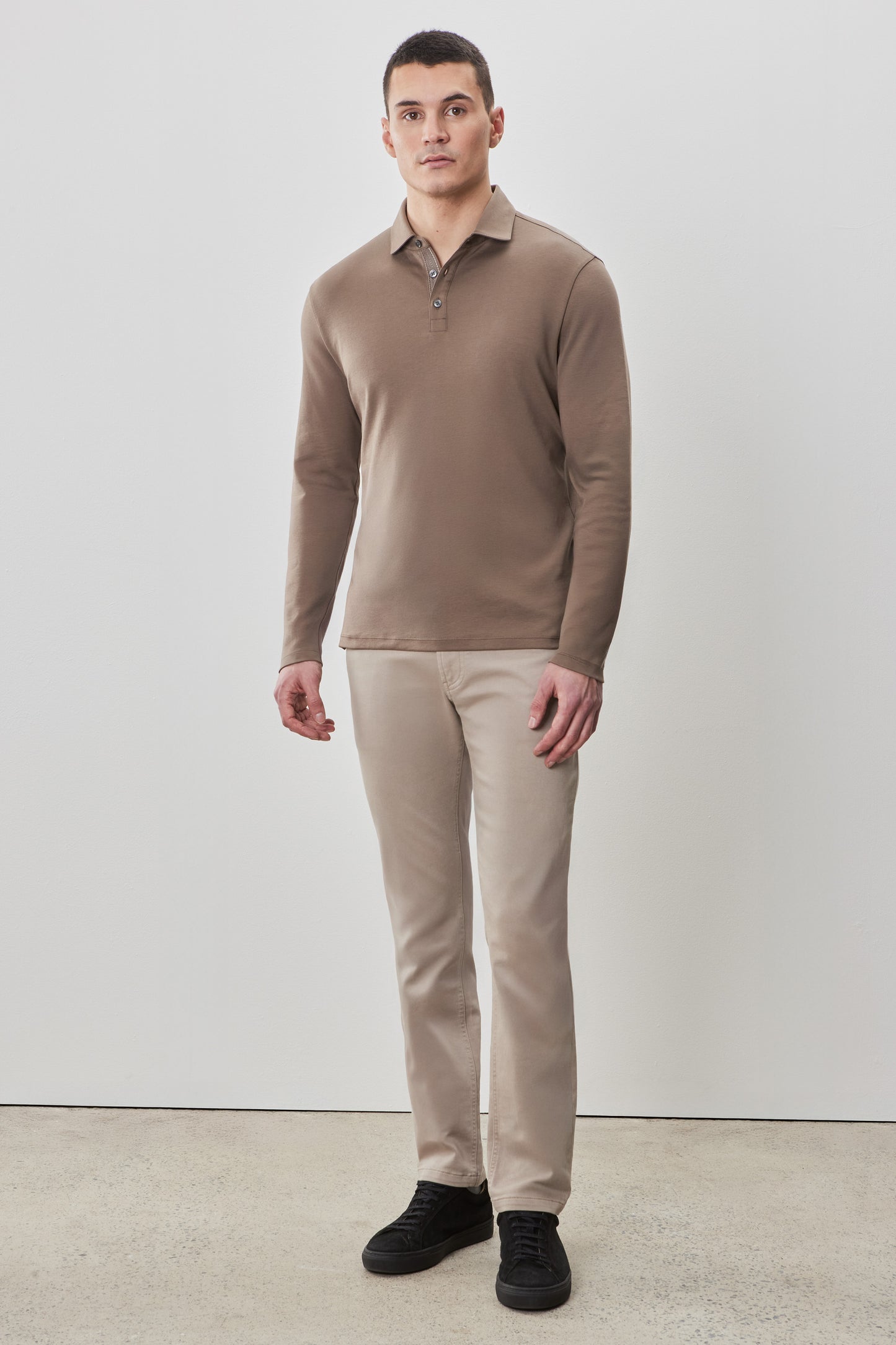 The Barakett Long Sleeve Herringbone Polo