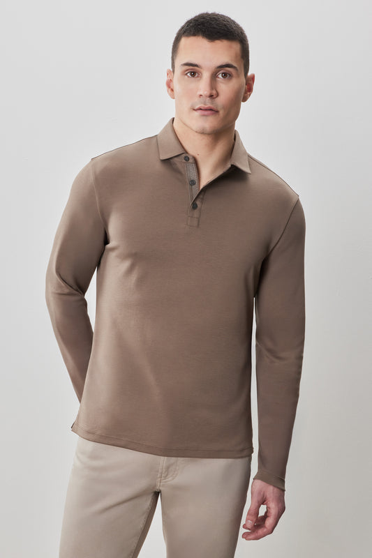 The Barakett Long Sleeve Herringbone Polo