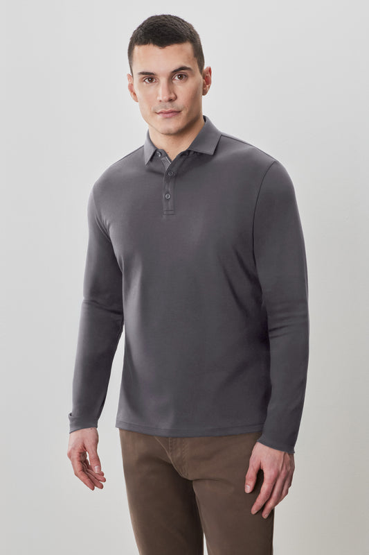 The Barakett Long Sleeve Herringbone Polo