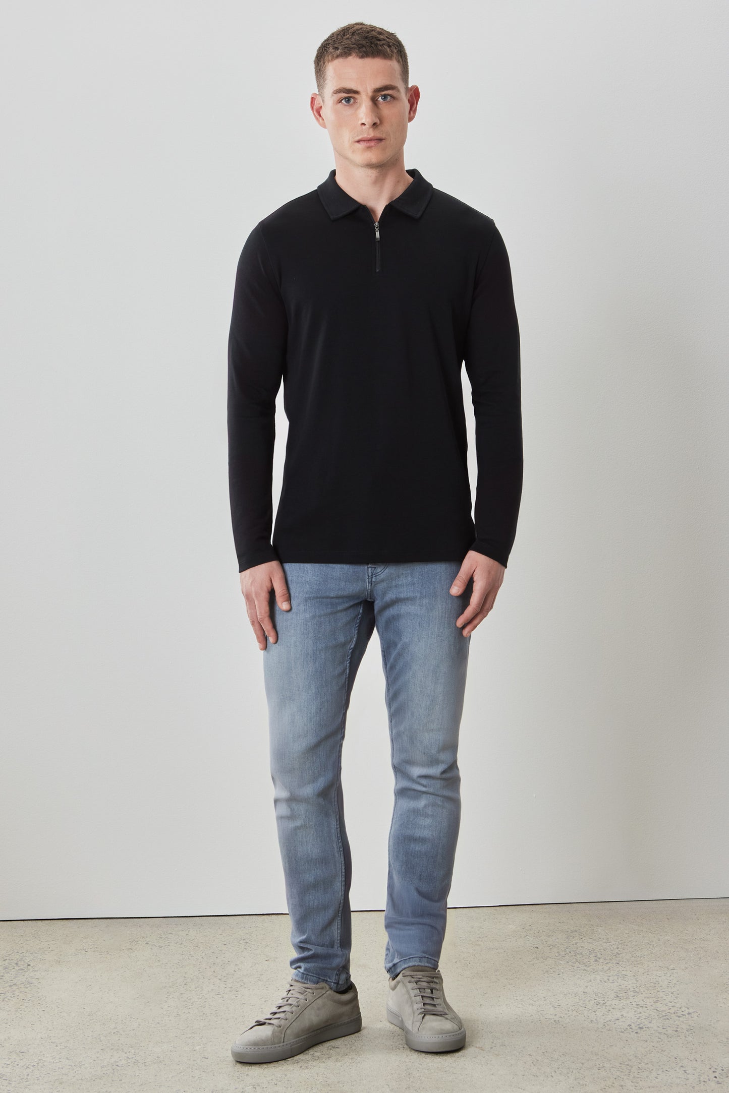 The Barakett Long-Sleeve Zip Polo