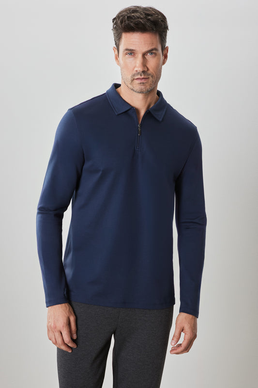 The Barakett Long-Sleeve Zip Polo