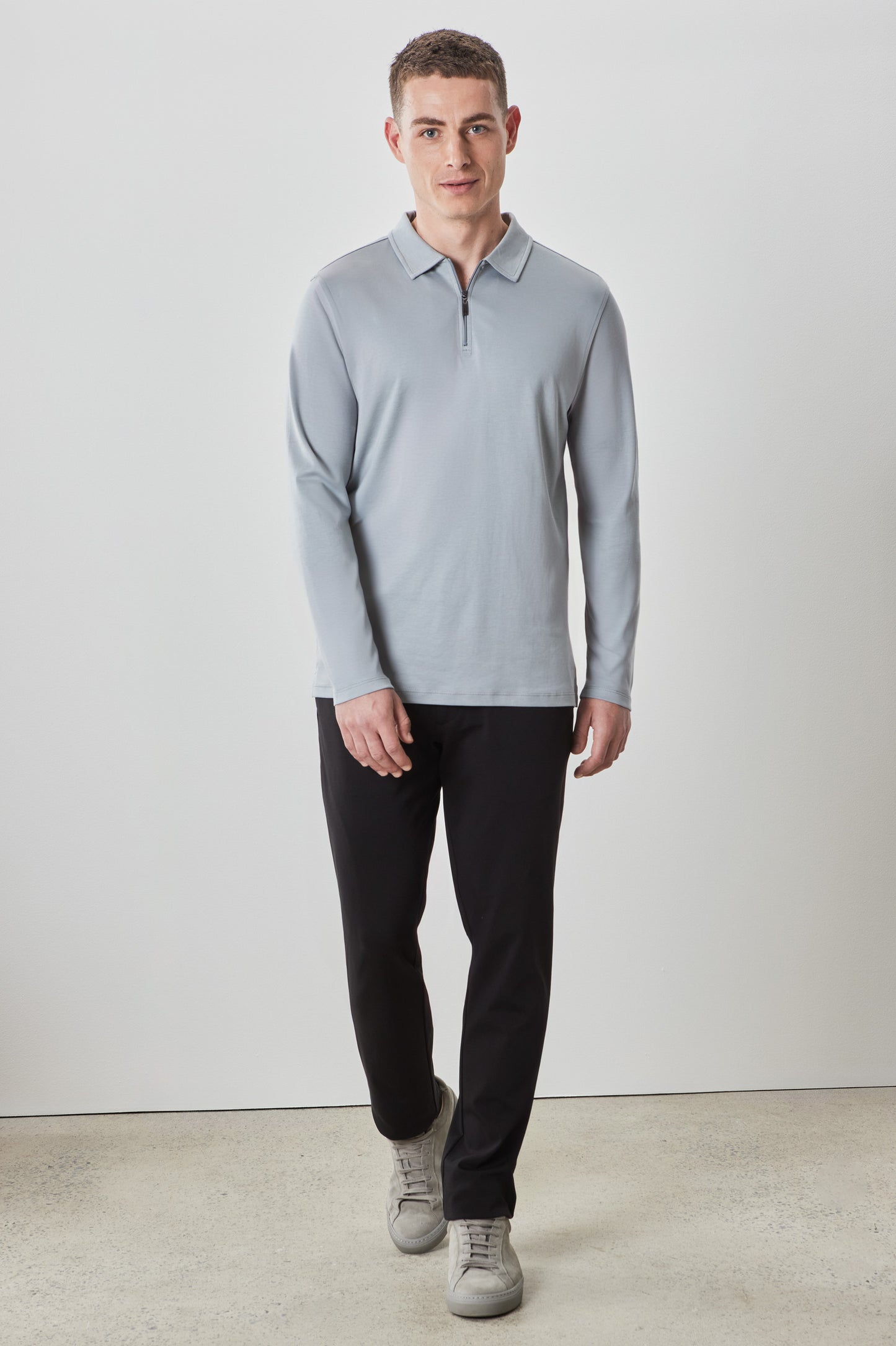 The Barakett Long-Sleeve Zip Polo