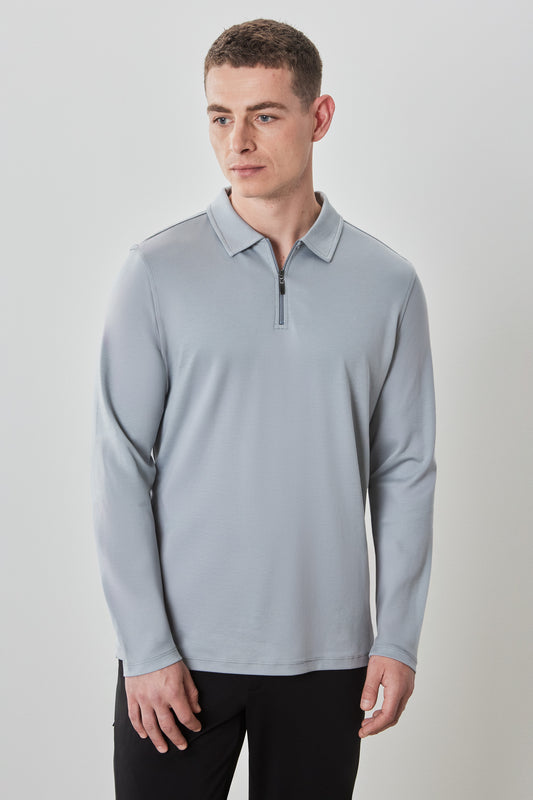 The Barakett Long-Sleeve Zip Polo