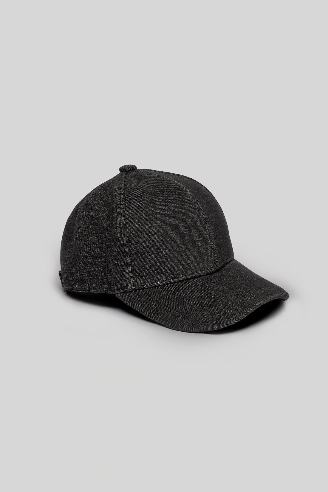 Charcoal gray baseball cap with curved bill and structured crown on neutral background.
