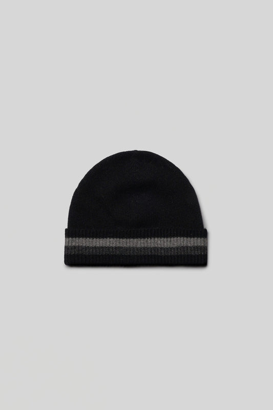 Scott Cashmere Knit Hat with Stripe