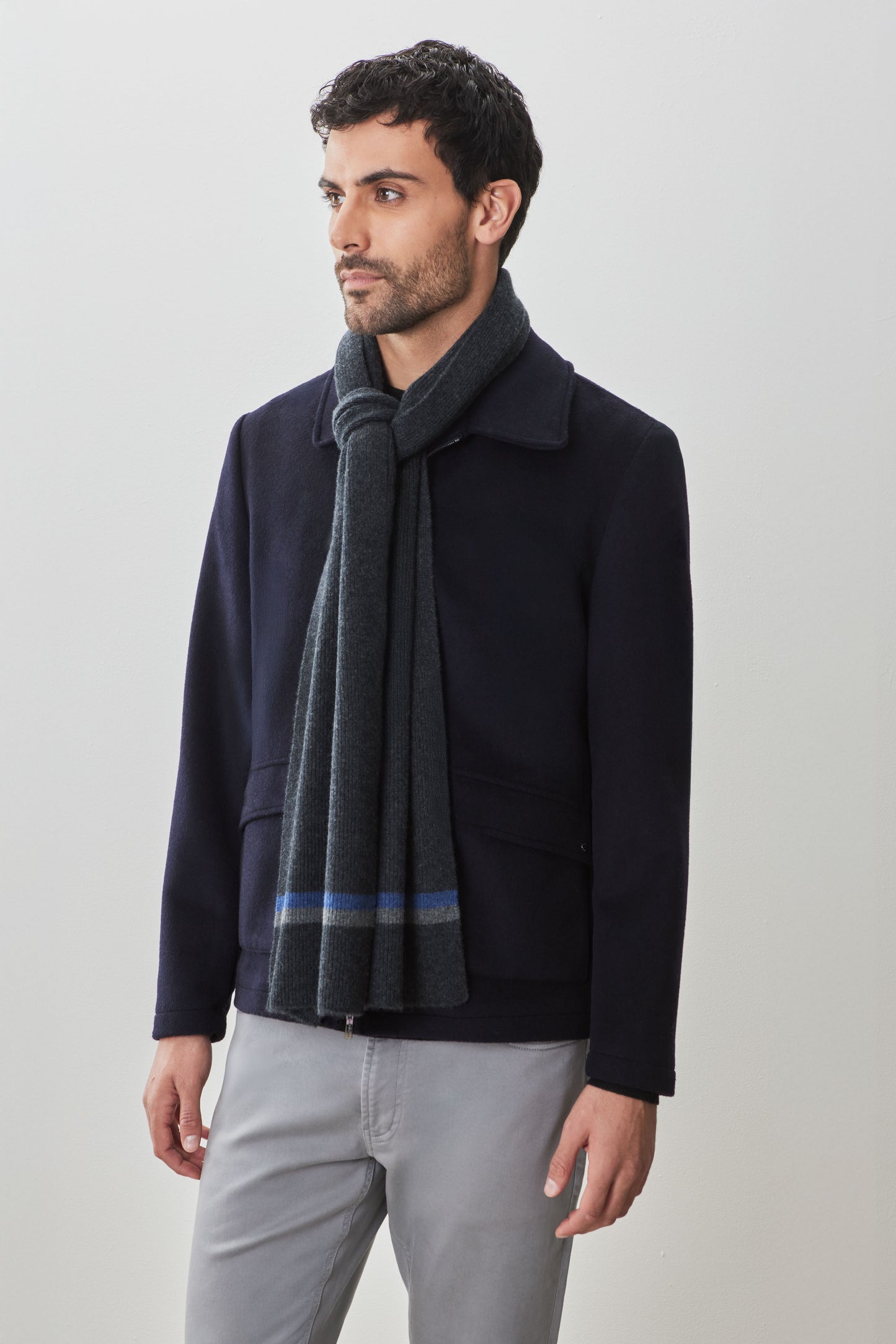 Eric Cashmere Knit Stripe Scarf